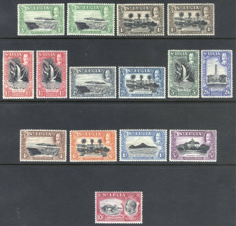St Lucia 1936 1/2d-10s Pictorial SG 113-124 Scott 95-106 LMM/MLH Cat £111($143)