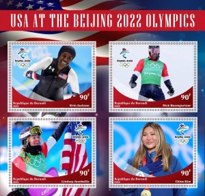 Stamps. Olympics games in Beijing 2022 Burundi  2022 year 1+1 sheet perf