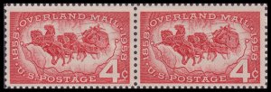 US 1120 Overland Mail 4c horz pair (2 stamps) MNH 1958