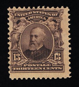 AFFORDABLE GENUINE SCOTT #308 F-VF MINT OG NH 13¢ VIOLET BLACK BENJAMIN HARRISON