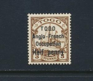 TOGO 1914, 1d ON5pf, VF MLH SG#H13 CAT£160 $210 (SEE BELOW)