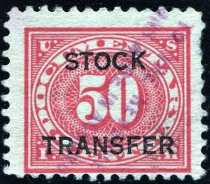 RD9 50¢ Stock Transfer Stamp (1918) Used