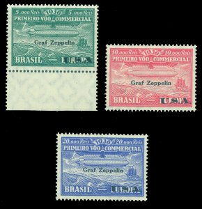 BRAZIL 1930 AIRMAIL Graf Zeppelin U.S.A. surch. set Sc# 4CL8-4CL10 mint MNH**