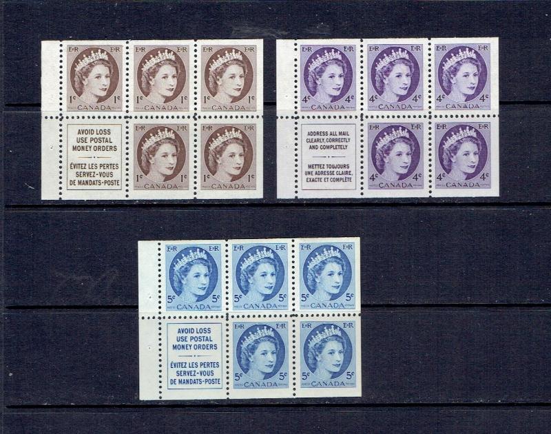 Canada - 1954 QE II Booklet Panes - Scott 337a//341a. MH/MNH