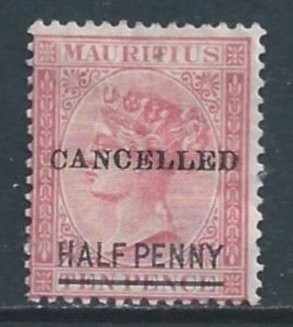 Mauritius #47 MH Ovptd. Cancelled 10p Queen Victoria Surcharged Half Penny