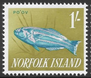 Norfolk Island Scott 55 MNH 1/- Po'Ov Wrasse Fish issue of 1962