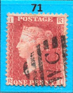GB QV 1868 SG43 / 44, 1d Penny Red, Very Good Used, Plate 71 (RI)