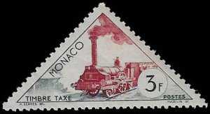 Monaco #J41 Unused H; 3fr Old Railroad Engine (1953)