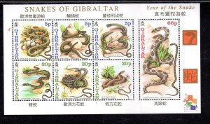 GIBRALTAR #870a 2001 YEAR OF THE SNAKE MINT VF NH O.G S/S