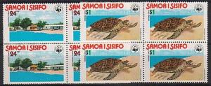 SAMOA 1978 WWF Turtles set blocks of 4 MNH.................................79790