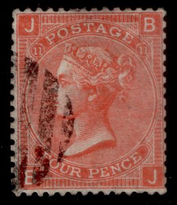 GB QV SG95, 4d DEEP vermilion plate 11, FINE USED. Cat £90. WMK INV BJ