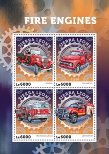 SIERRA LEONE - 2016 - Fire Engines - Perf 4v Sheet - Mint Never Hinged