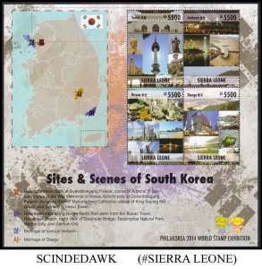 SIERRA LEONE 2014 PHILKOREA WORLD STAMP EXHIBITION SCENES OF SOUTH KOREA M/S MNH