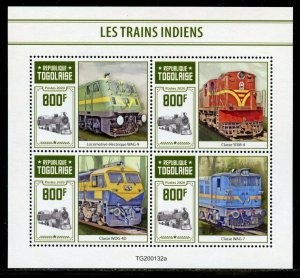 TOGO 2020 INDIAN TRAINS SHEET MINT NEVER HINGED