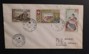 1961 Cover Vientiane RP Laos Local Use to US Embassy Temple de Vat Phou Stamp