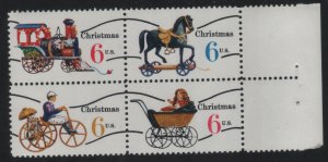 1418c 6c Christmas Toys Precancels Block of 4