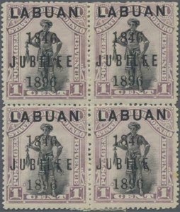 MOMEN: LABUAN SG #83d VAR. JUBILE 1896 MINT OG H £2,825 LOT #60003-11