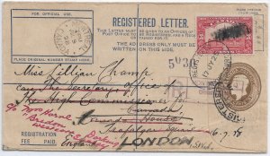 1928 Montreal to Montreal, Canada Registered, fwd to London, England 3c (56812)