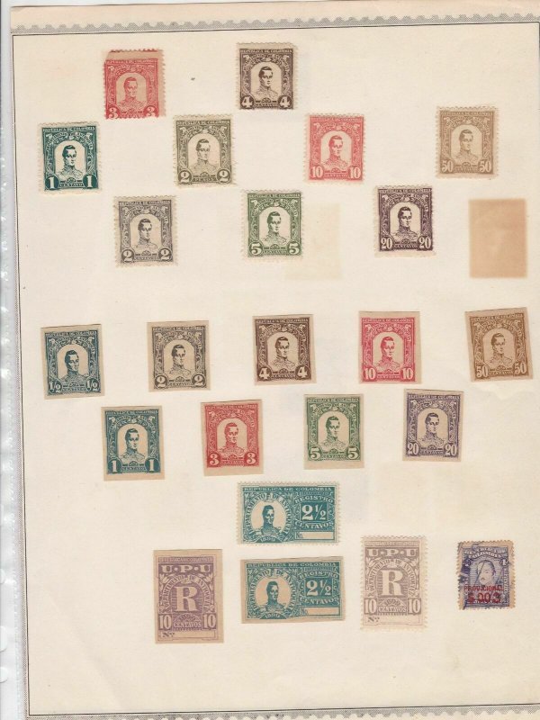 colombia stamps on album page  ref 13542