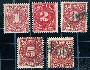 US Stamps - SC# J45 - J49 - Used - Catalog Value $99.00