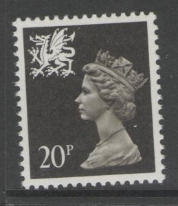 WALES SGW52 1989 20p BROWNISH BLACK MNH