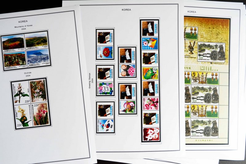 COLOR PRINTED SOUTH KOREA 2000-2010 STAMP ALBUM PAGES (98 illustrated pages)