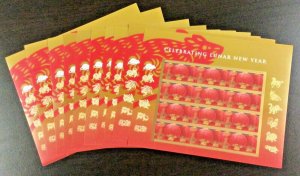 4221 Year of the Rat. Chinese Lunar New Year Lot of 10 sheets FV $49.20