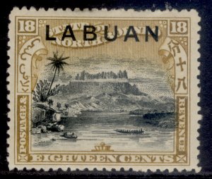 NORTH BORNEO - Labuan QV SG99, 18c black & olive-bistre, M MINT. Cat £95.