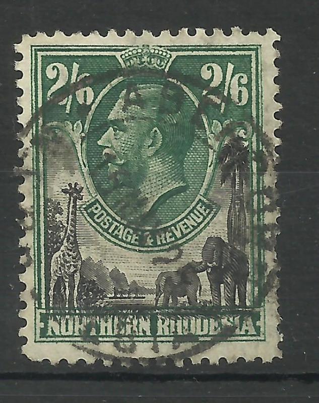 N.Rhodesia, 1925 Sg 12, 2/6d Black & Green, Fine used. [692]