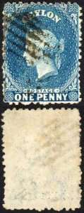 Ceylon SG63 1d Dull Blue Wmk Star (Small) Cat 18 pounds