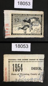 US STAMPS # RW21 HUNTING LICENSE DUCK USED $15 LOT #18053