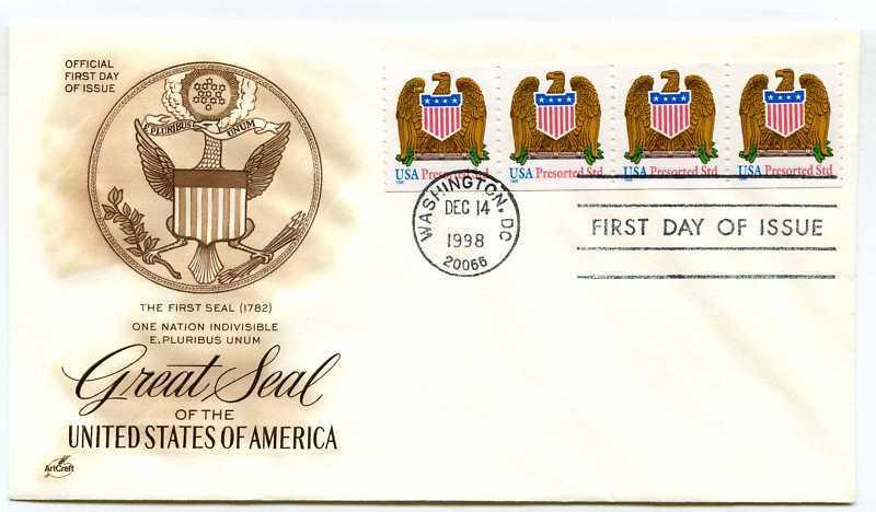 3270  (10c) Eagle & Shield, W/A 1998  ArtCraft  FDC