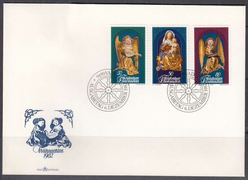 Liechtenstein Scott 751-3 FDC - Christmas 1982