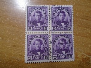 Canada  #  146  VF   used   Block of 4