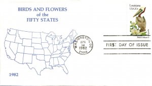 #1970 Louisiana Birds - Flowers Unknown FDC