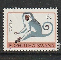 1977 South Africa_Bophuthatswana -Sc 10 - MNH VF - 1 single - Savanna monkey