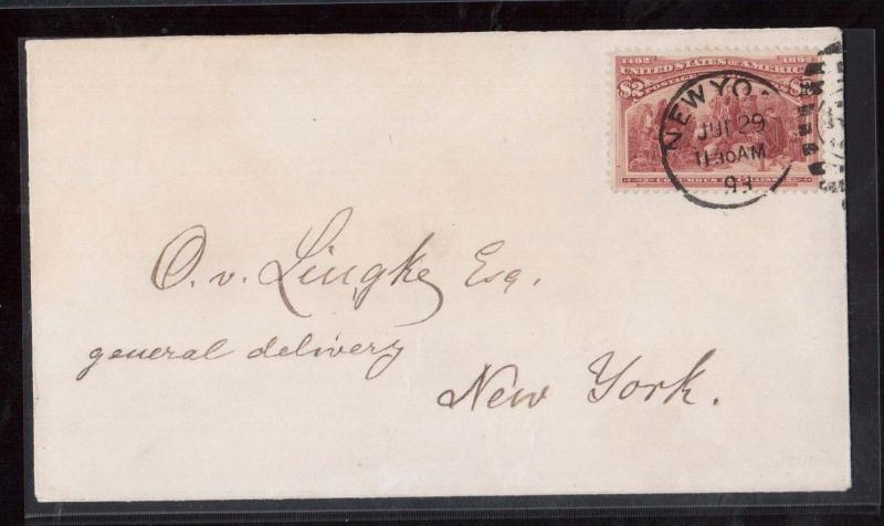 USA #242 VF Used On Cover To NY **With Certificate**