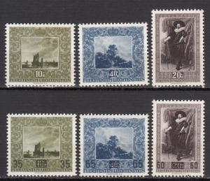 Liechtenstein - 1951/1954 Paintings Sc# B19/B21, 281/283 - MH