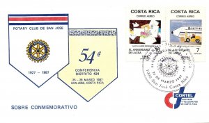 COSTA RICA COVER WITH SPECIAL CANCEL ROTARY INTERNATIONAL CONFERENCE LACSA