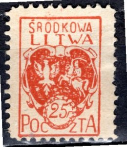 Central Lithuania - Poland; 1920: Sc. # 1: Mint Perf. Single Stamp