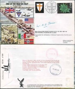 JS45/7c 50th Ann War II End of War in ITALY Signed by Maj Gen Sir G Burns (E)