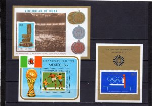 CUBA 1972,1975,1985 SPORTS SET OF 3 S/S MNH