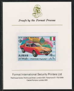 ALMAN 1971 MODERN CARS - ALFA ROMEO  imperf on FORMAT INTERNATIONAL PROOF CARD