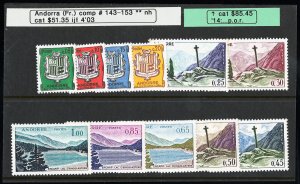 French Andorra Stamps # 143-53 MNH XF Scott Value $85.00