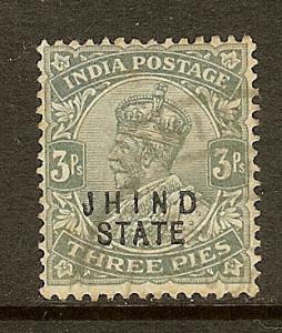 India-Jind, Scott #80, 3p KGV Overprint, Used