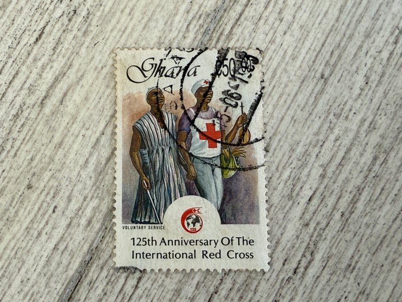 Ghana #1065 Used, 50ce,  Intl. Red Cross, 125th Anniv.,  2024 SCV $1.15