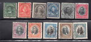 Chile 1911 Short Set of 11 Presidents, 1c to 50c used, value = $3.20