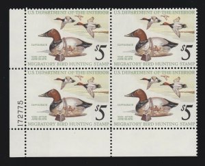 US RW42 1975 $5 Duck Stamp Mint LL Plate #172775 Block of 4 XF OG NH SCV $65