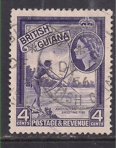 British Guiana 1954 - 63 QE2 4ct Amerindian Fishing used SG 334 ( C615 )