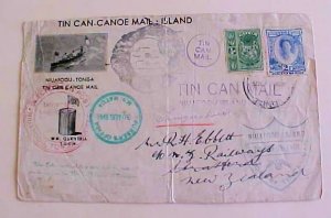 TONGA TIN CAN CACHETED 1941 B/S TONGA & SHIP M.V. MATUA TO NEW ZEALAND